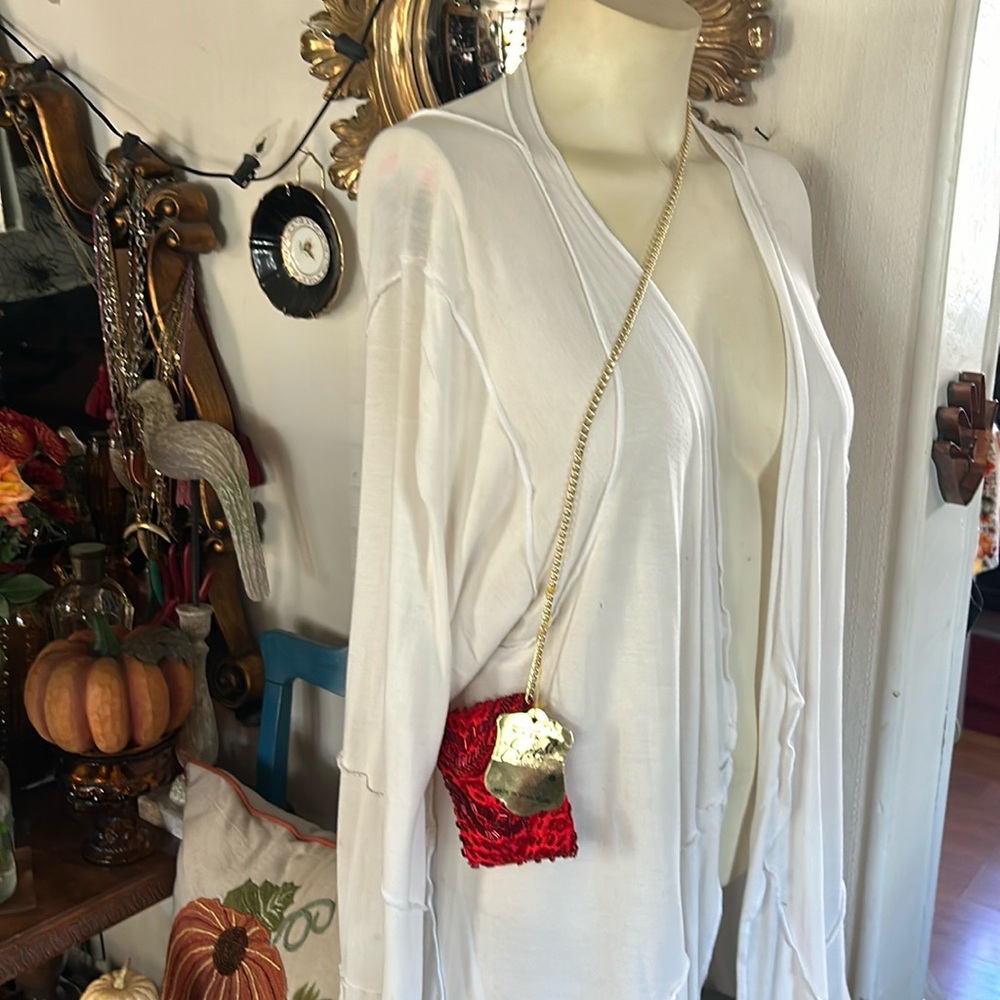 Vintage MISTER ERNEST Mini Formal Evening Red Beaded Crossbody Bag - Picture 5 of 8